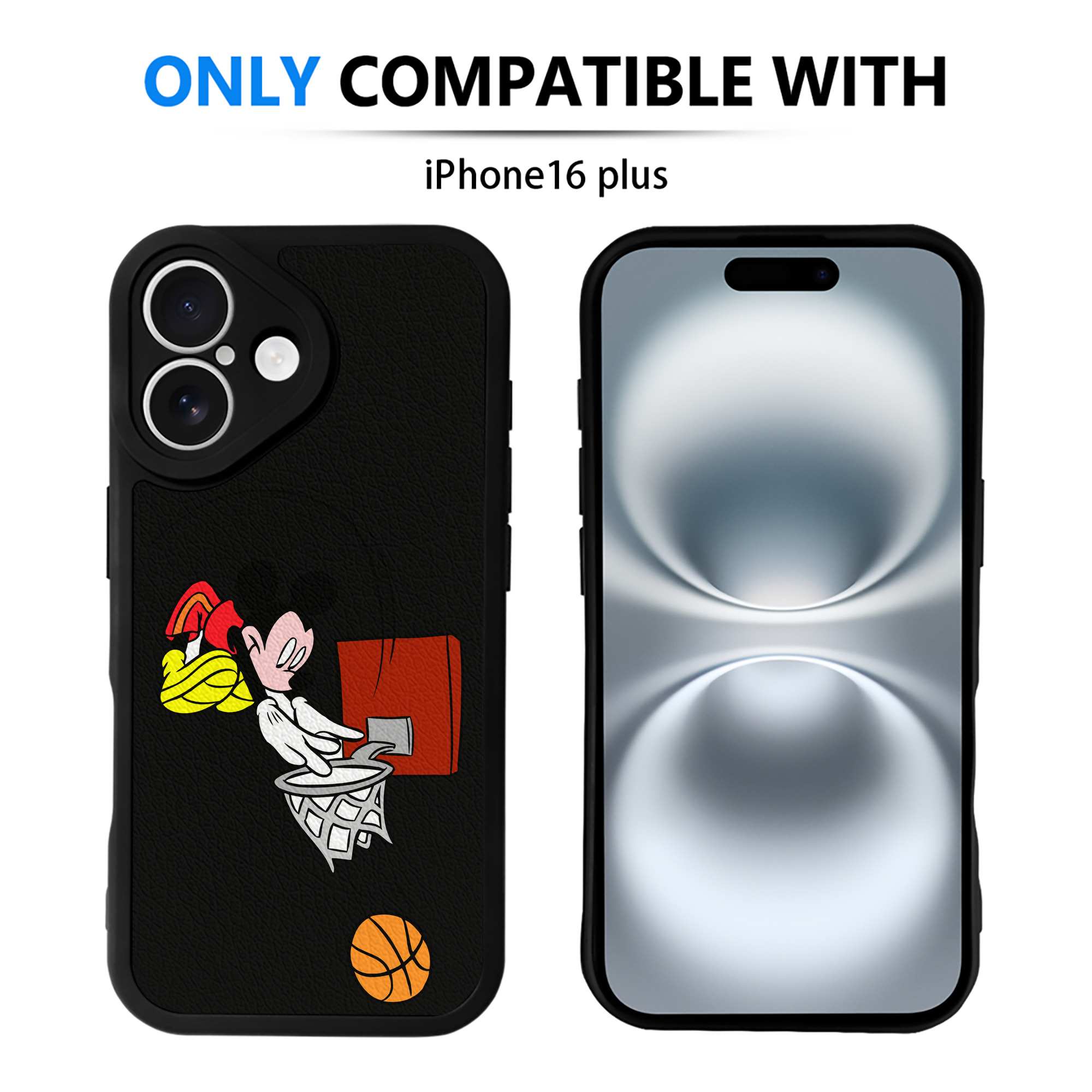 （画像用） ミッキーマウス Mickey Mouse 【iPhone 16シリーズ対応】シリコンスマホケース（レザー調） 材質：シリコン